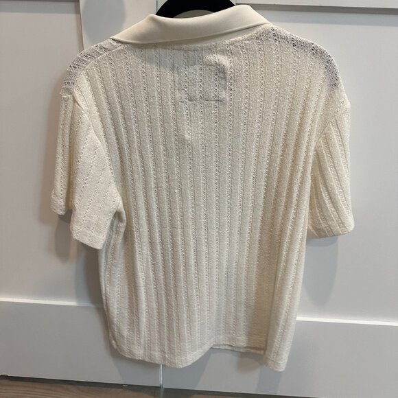 Denim & Flower by Ricky Singh Textured Knit Polo Shirt – Cream, Size S - Picture 2 of 2